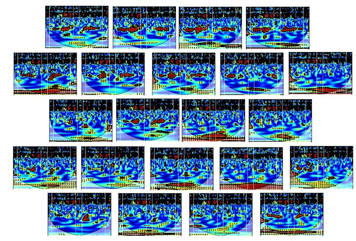 Wavelet coherence of a pair of subjects Wavelet coherence of a pair of subjects